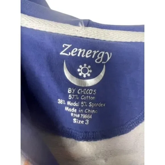 Zenergy By Chico's Blue Orange White Zip Hoodie Jacket Size 3 XL 16 Leaf Print - Picture 7 of 10